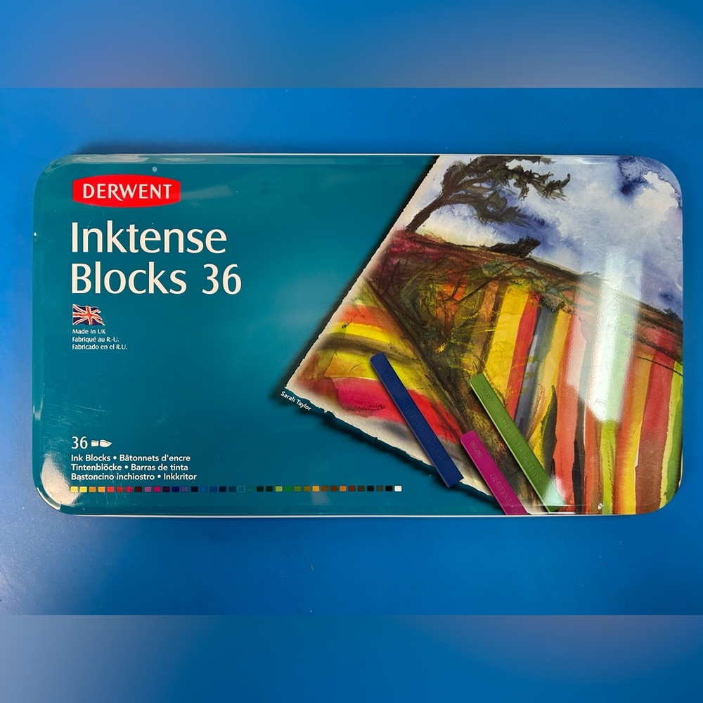 NEW Derwent Inktense Blocks | 36 Assorted Colors | Tin Set | Watersoluble Ink